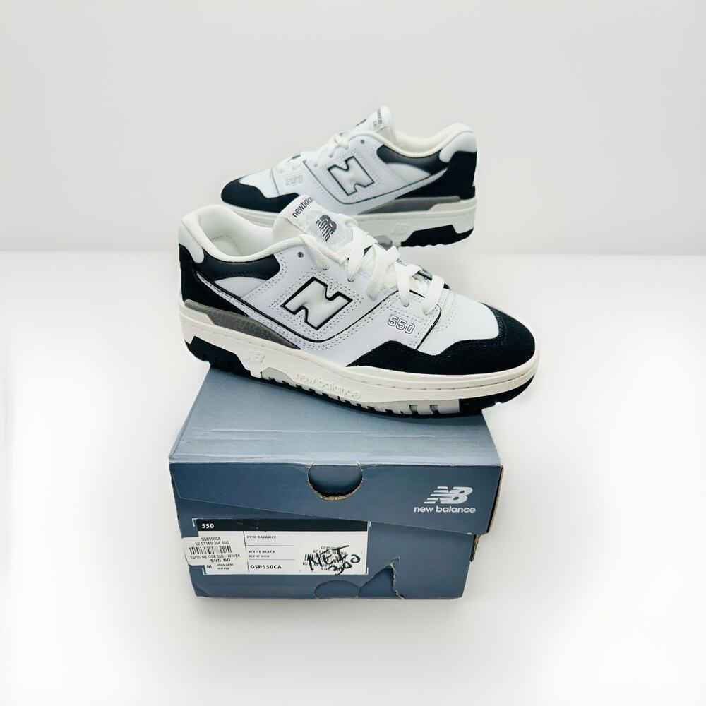 New Balance 550 GS Panda White Black Rain Cloud GSB550CA Low Top GS Size 5Y